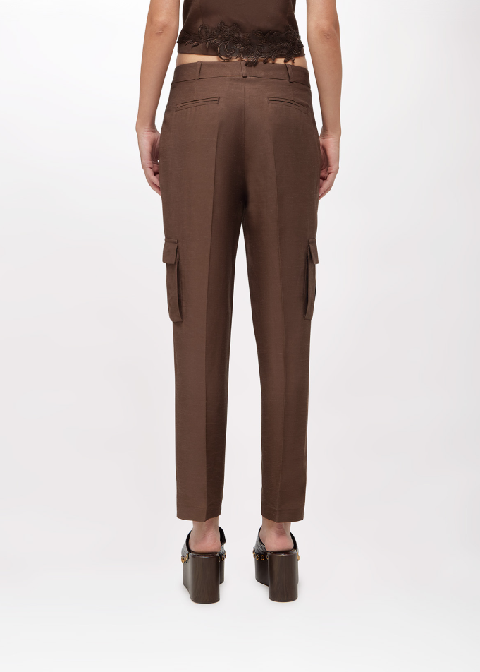 Pantaloni cargo in misto lino RA6095T8823 90913 Blugirl 