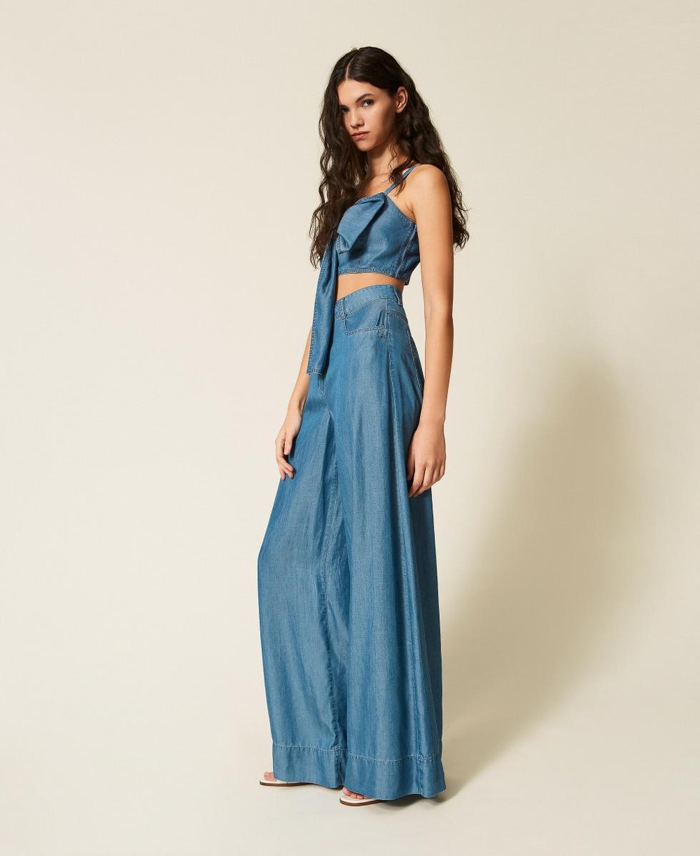 pantalone a palazzo in jeans 261AT2053 07283 TWINSET ACTITUDE 