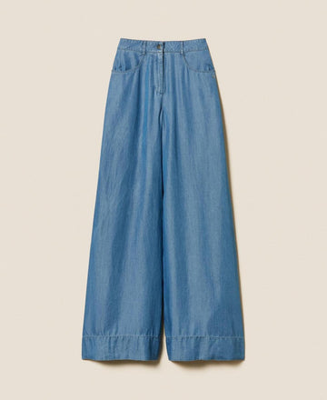 pantalone a palazzo in jeans 261AT2053 07283 TWINSET ACTITUDE 