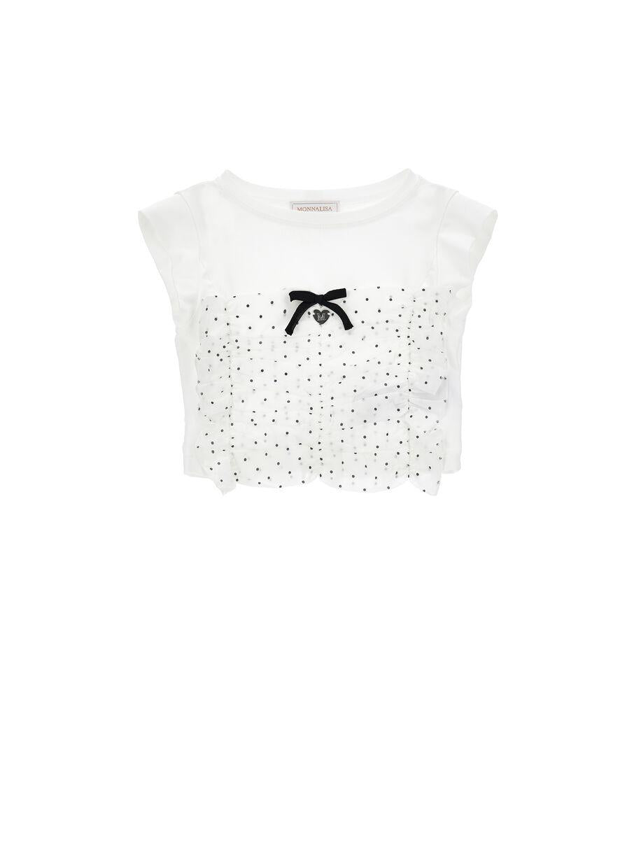 t-shirt con tulle 11G302 7201 9950 MONNALISA 