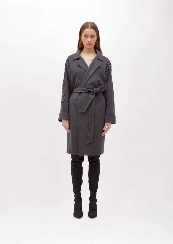 cappotto con cinta e gioielli RF5241T221A 02073 Blugirl 