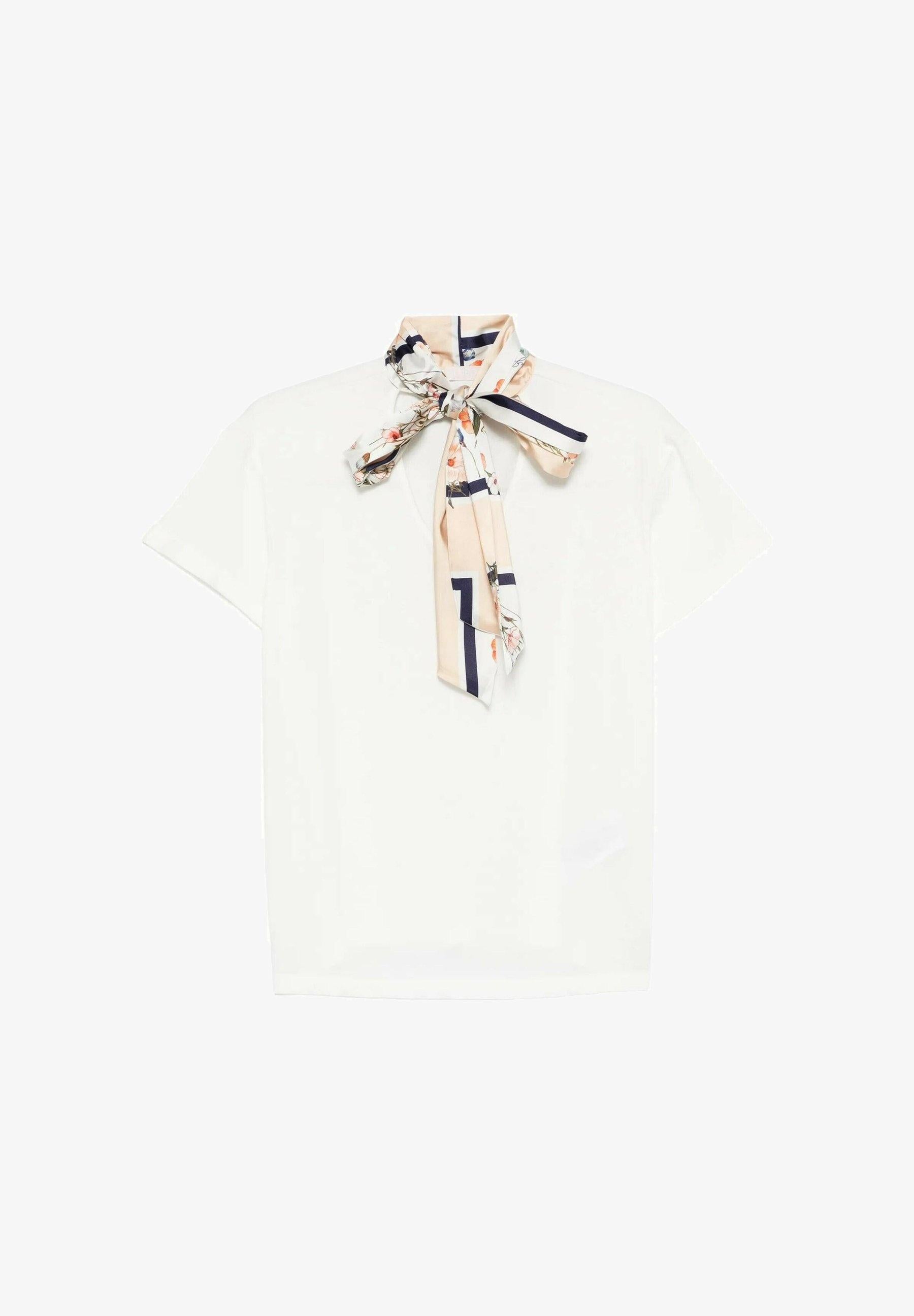 t-shirt con foulard WA6189J6308 P9373 LIU JO WHITE 
