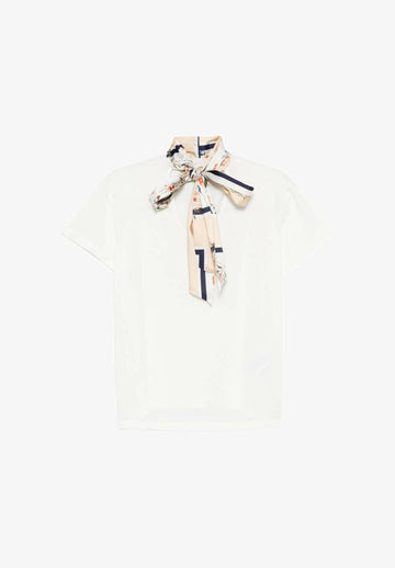 t-shirt con foulard WA6189J6308 P9373 LIU JO WHITE 