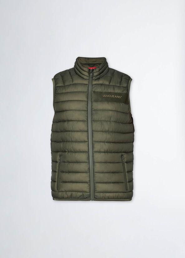 gilet smanicato con patch M000P104GILETJEANS ARMY GREEN liU JO 