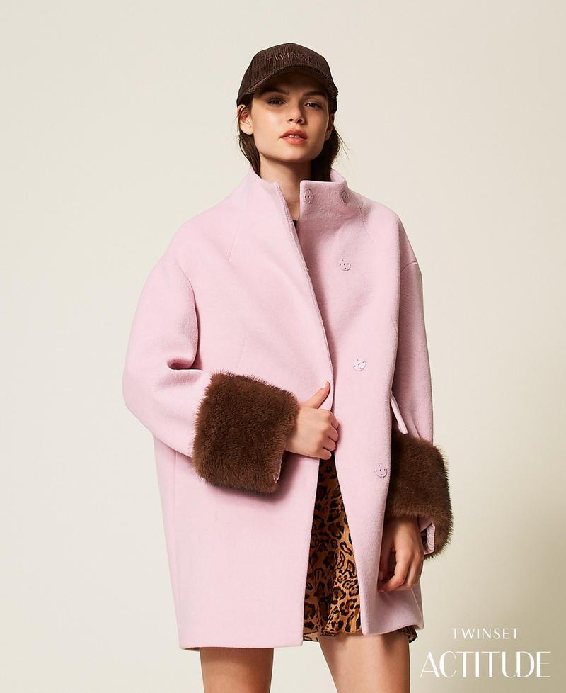 cappotto in panno velour con faux fur 252AT2241 12828 TWINSET ACTITUDE 