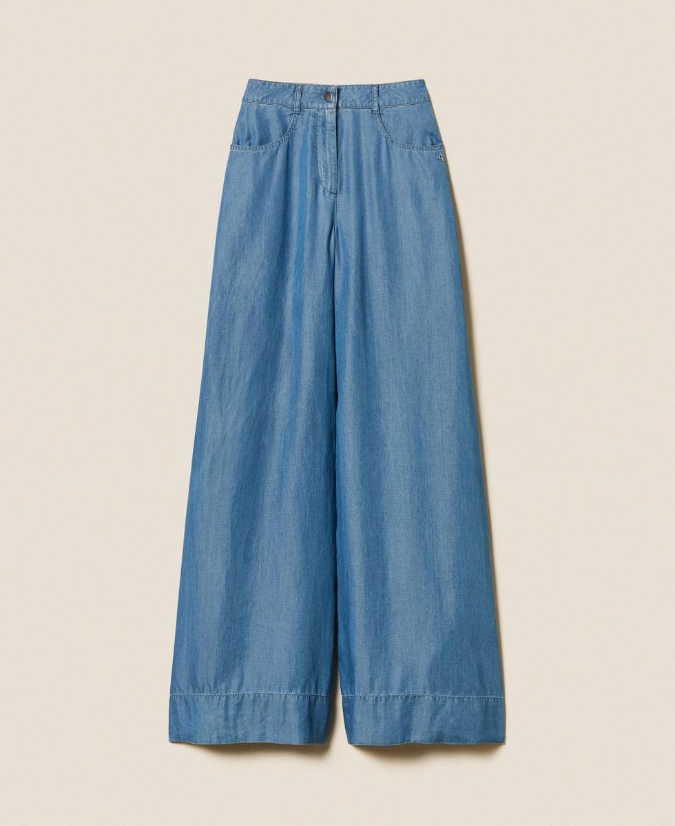 pantalone a palazzo in jeans 261AT2053 07283 TWINSET ACTITUDE 