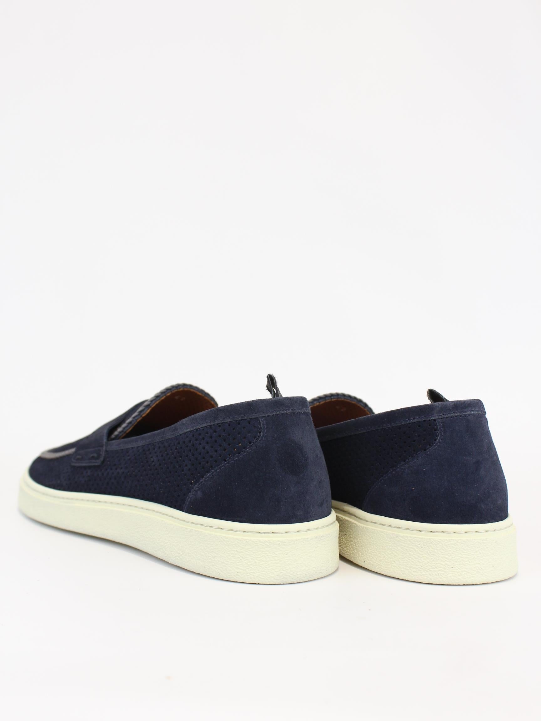 Mocassino in suede traforato 1055 FLORENCE BLU ROSSI 