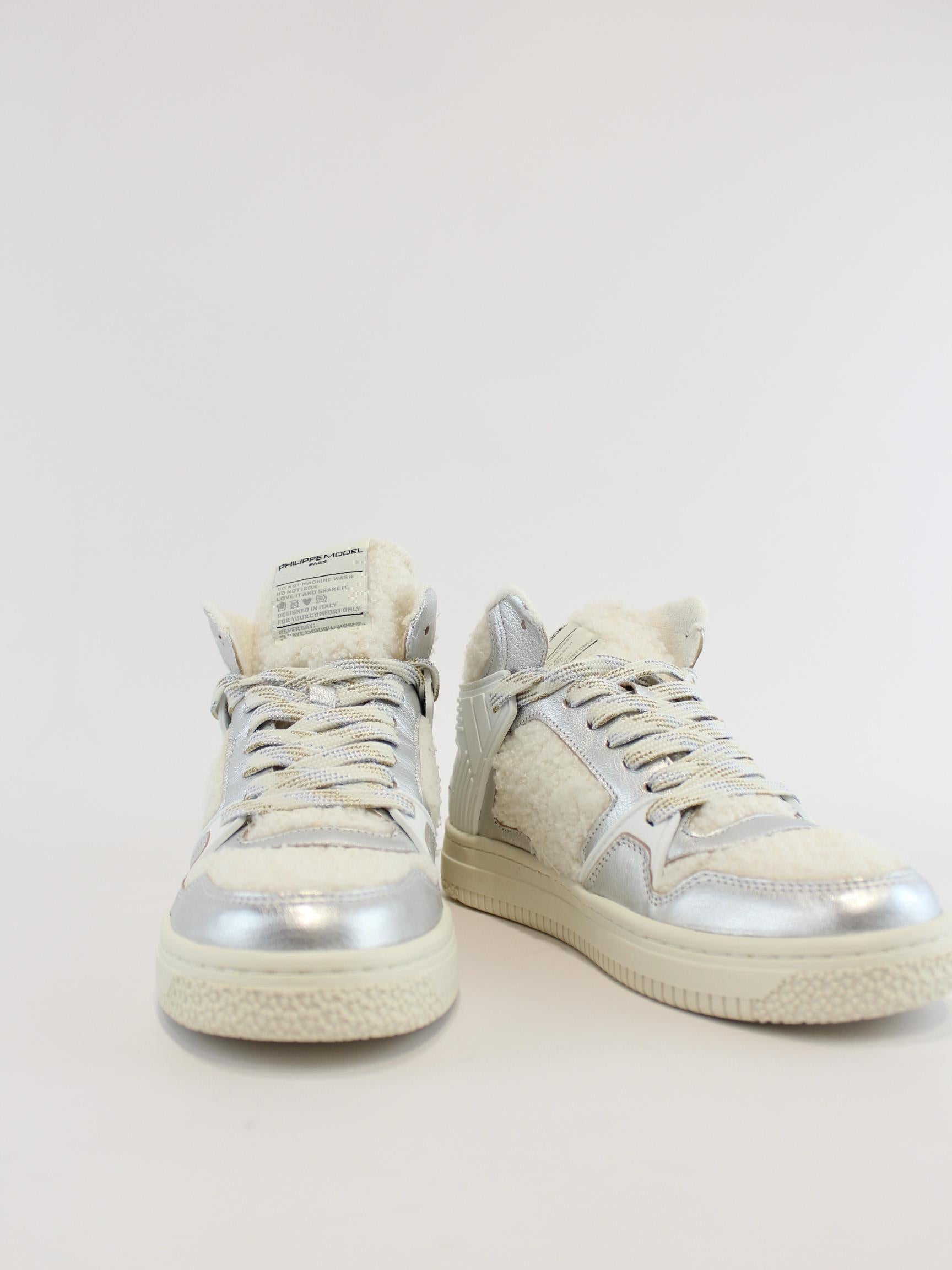 sneakers alta con inserto montone LGMD BLANC BB01 PHILIPPE MODEL 
