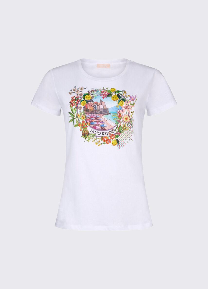 t-shirt con stampa WA6476JS923 P9454 LIU JO WHITE 