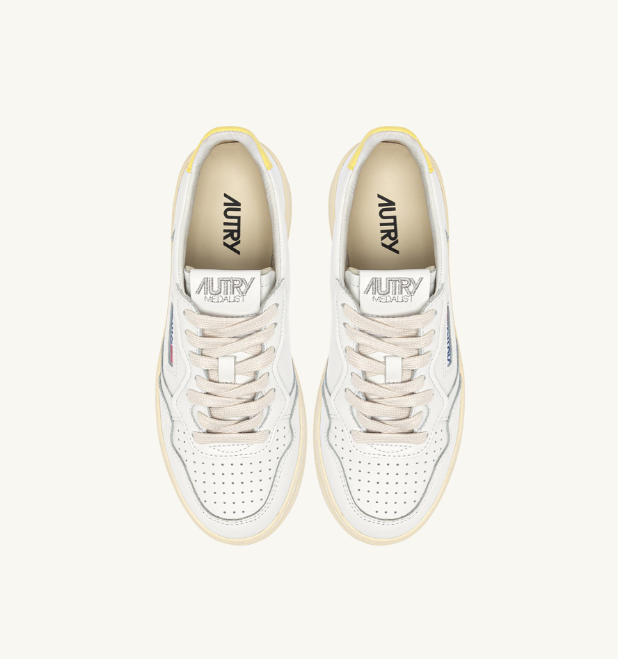 sneakers con patch logata AULWLL09 WHITE/LEMON AUTRY 