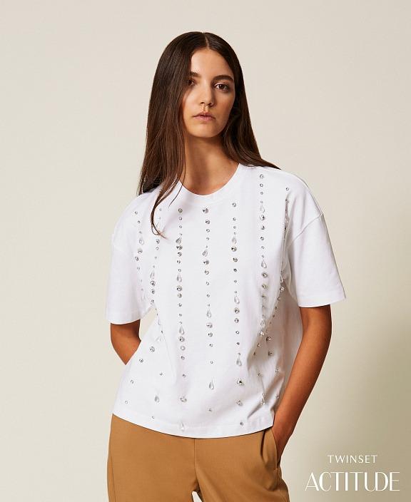 t-shirt con strass 252AT2151 00840 TWINSET ACTITUDE 