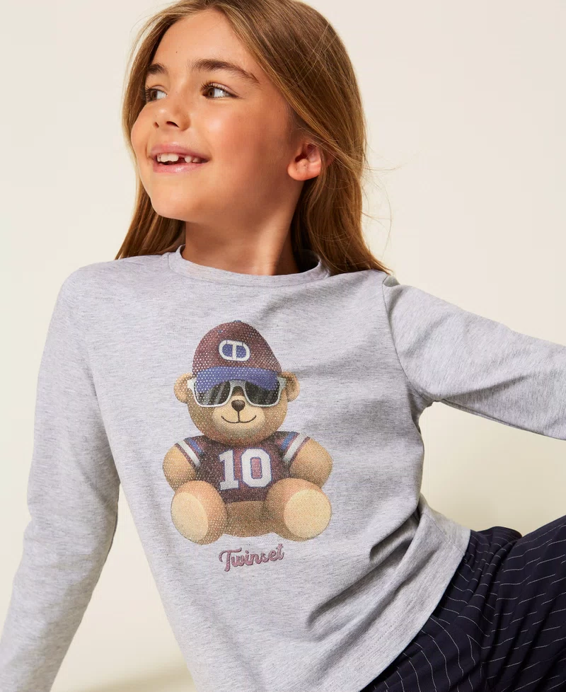 t-shirt con stampa e strass 252GJ2321 11834 TWINSET GIRL 