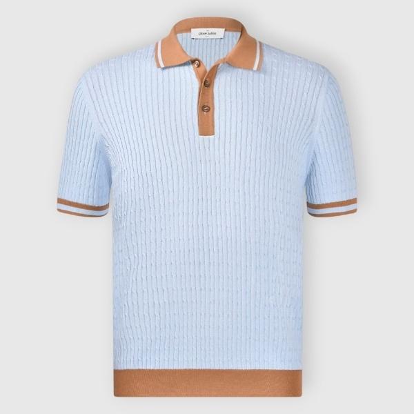 Polo in maglia a trecce 57113 20625 502 GRAN SASSO 