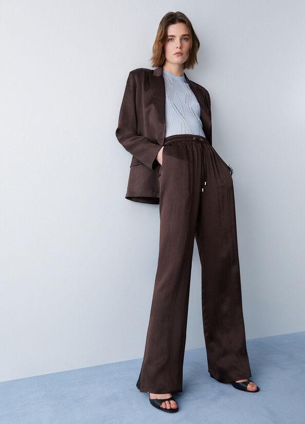 pantalone in raso con spacchetti CA6147T450A P9576 LIU JO BLACK 