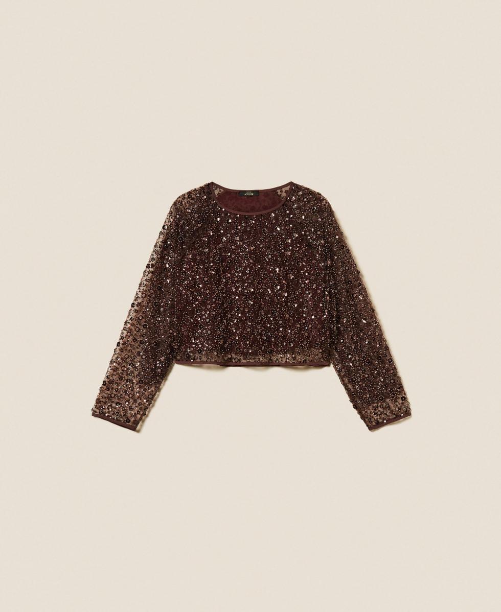 blusa in tulle con pailettes 252AP2272 12562 TWINSET ACTITUDE 