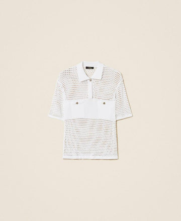 maglia a polo con punto a rete 261AP3033 00526 TWINSET ACTITUDE 