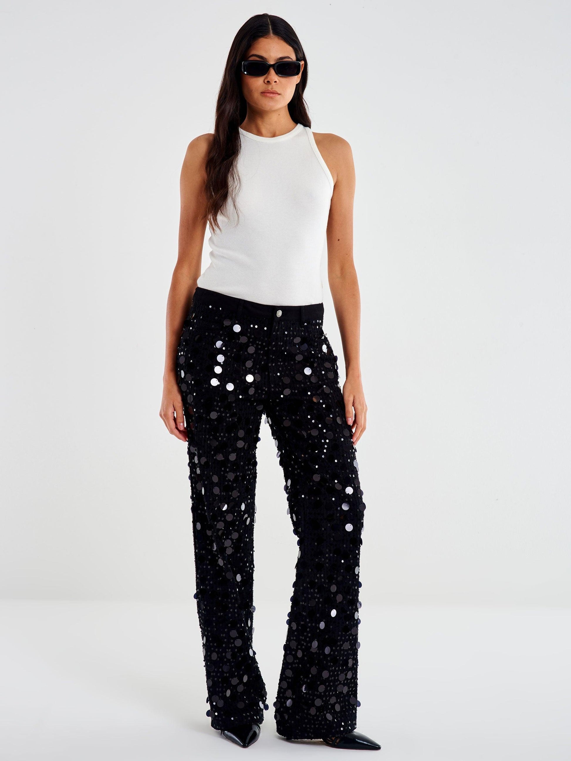 jeans dalia con pailettes DF5092 NERO VICOLO 