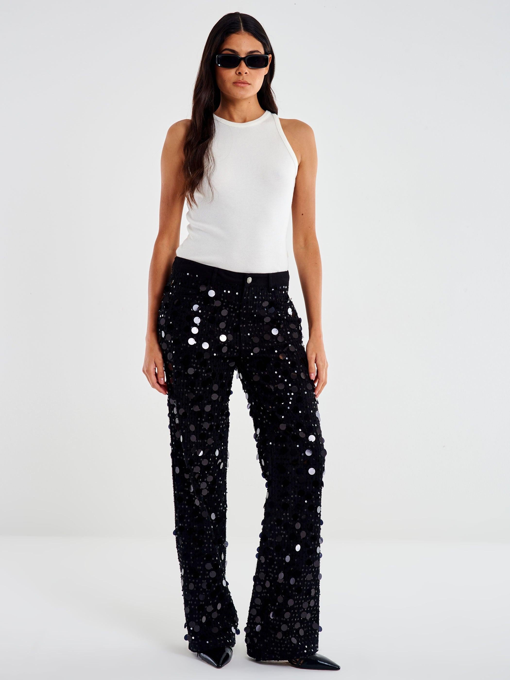 jeans dalia con pailettes DF5092 NERO VICOLO 