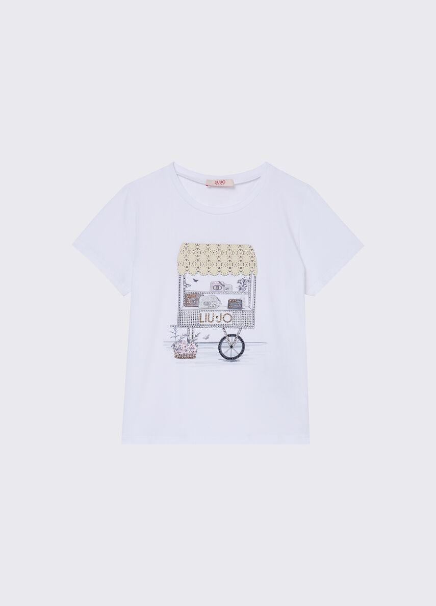 t-shirt con applicazioni GA6046JS003 L9037 LIU JO JUNIOR 