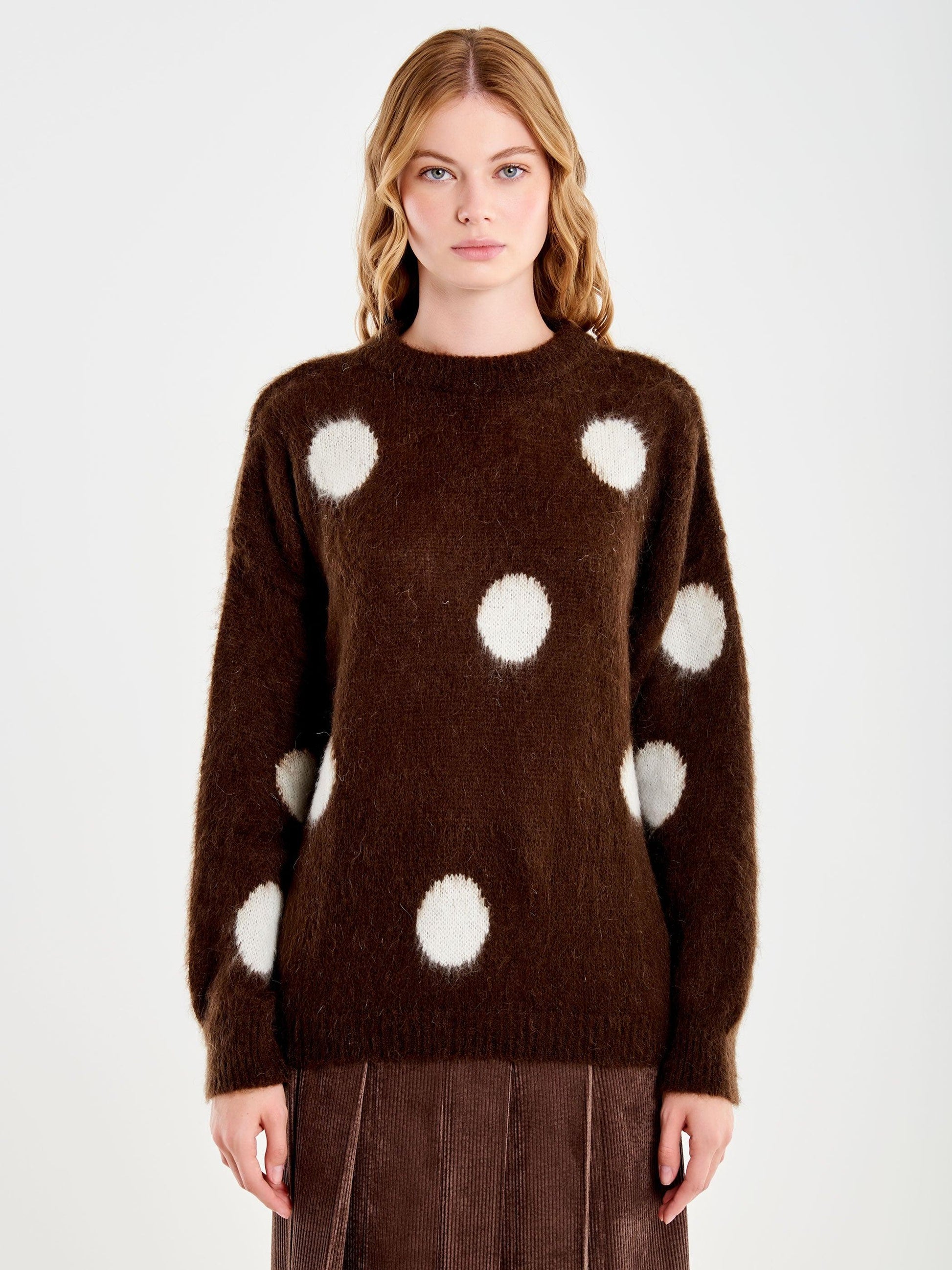 pullover in mohair a pois 55187F MORO VICOLO 