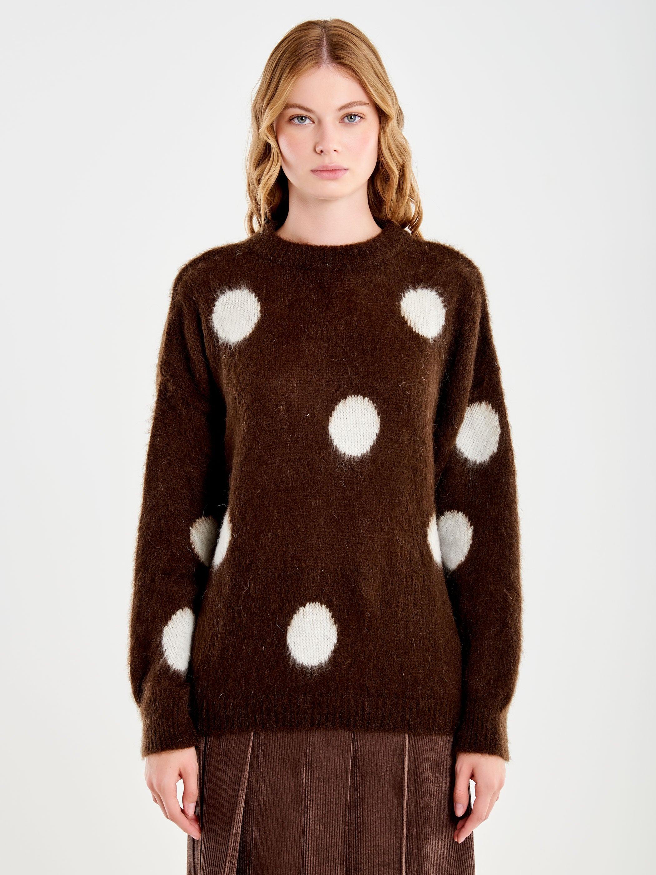 pullover in mohair a pois 55187F MORO VICOLO 
