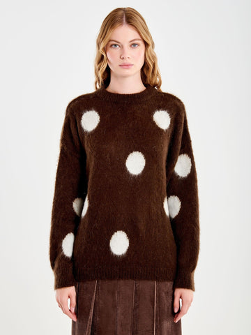 pullover in mohair a pois 55187F MORO VICOLO 
