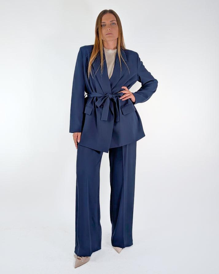 giacca con cintura in vita TF0358 BLU VICOLO 