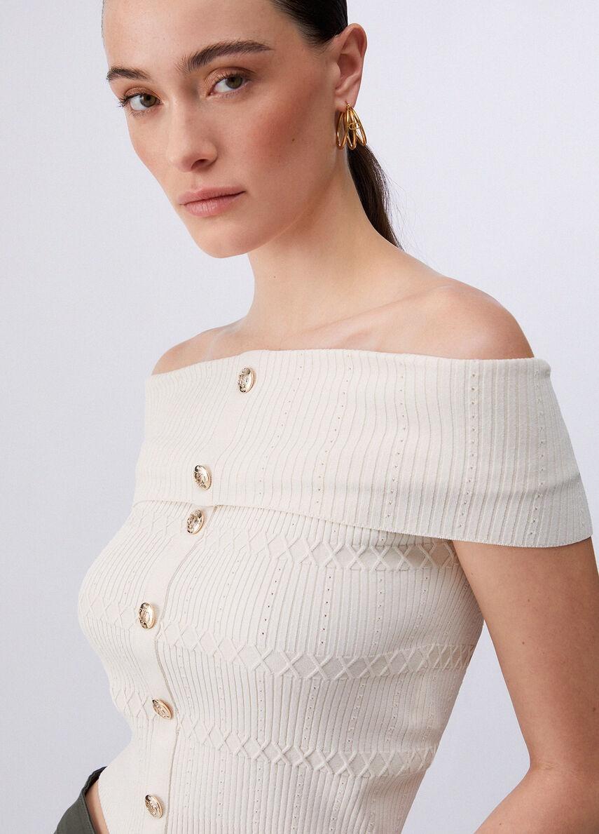 top bardot in maglia CA6217MS55N P9574 LIU JO BLACK 
