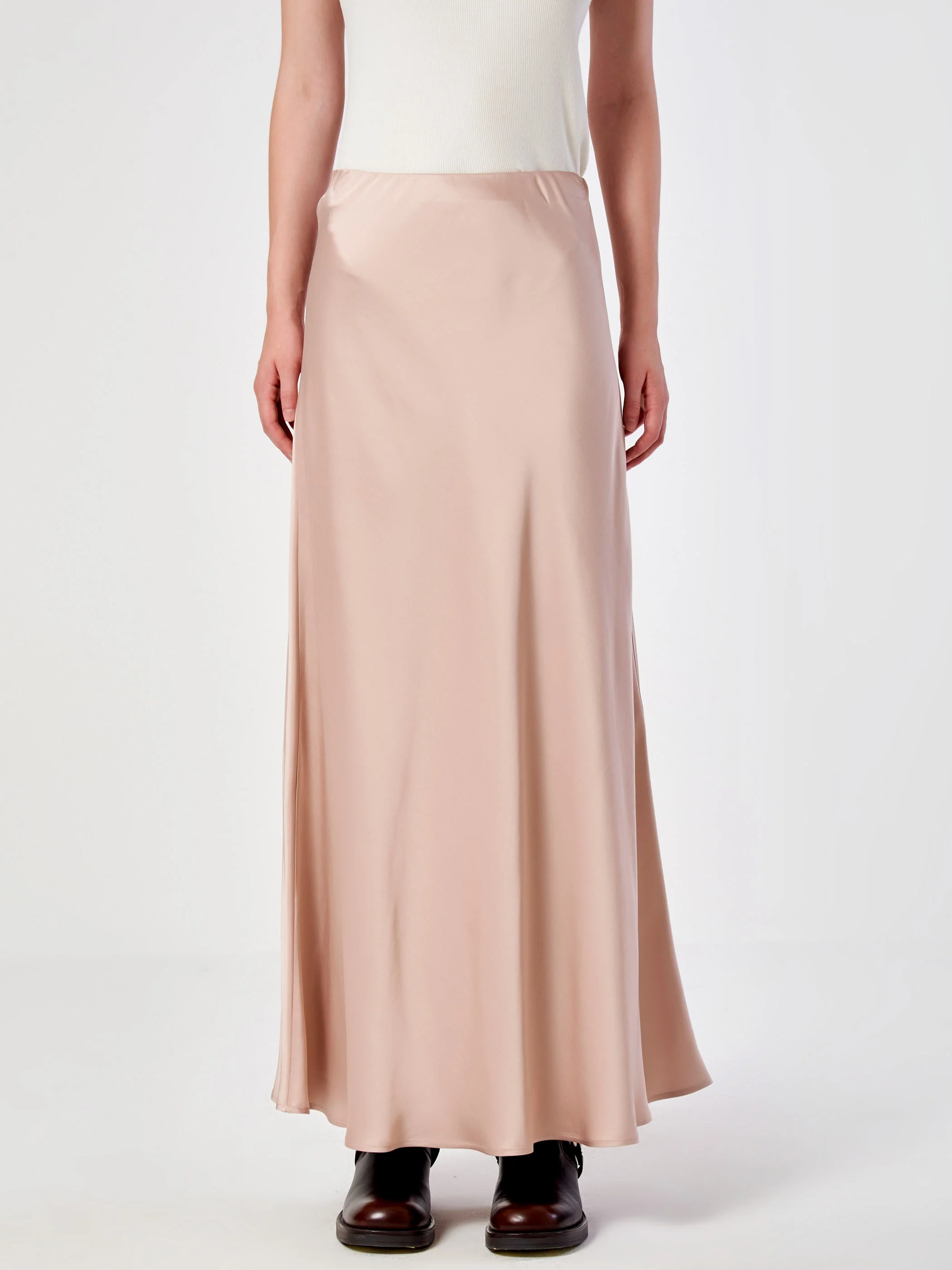 gonna lunga in tessuto lucido TS0250 ROSA VICOLO 