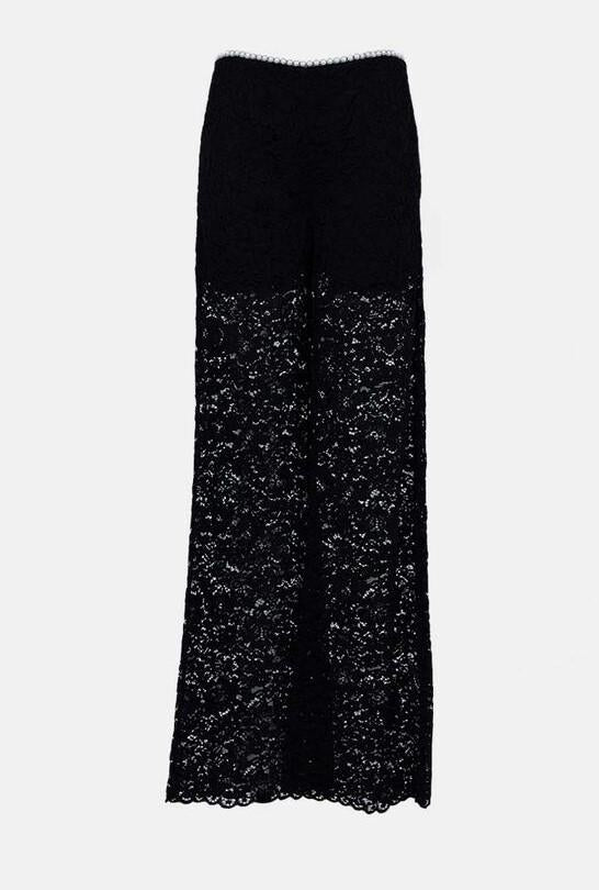 pantalone con fiori in pizzo 080910/838 BLACK EDWARD ACHOUR PARIS 
