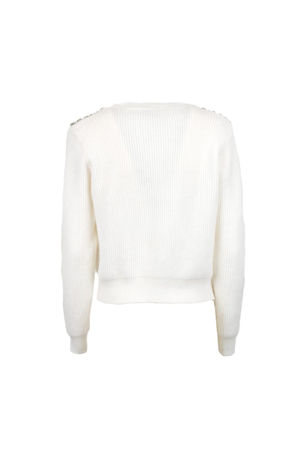 maglia cardigan con gioiello LASA 060W5D7 BIANCO ODI' ODI' 