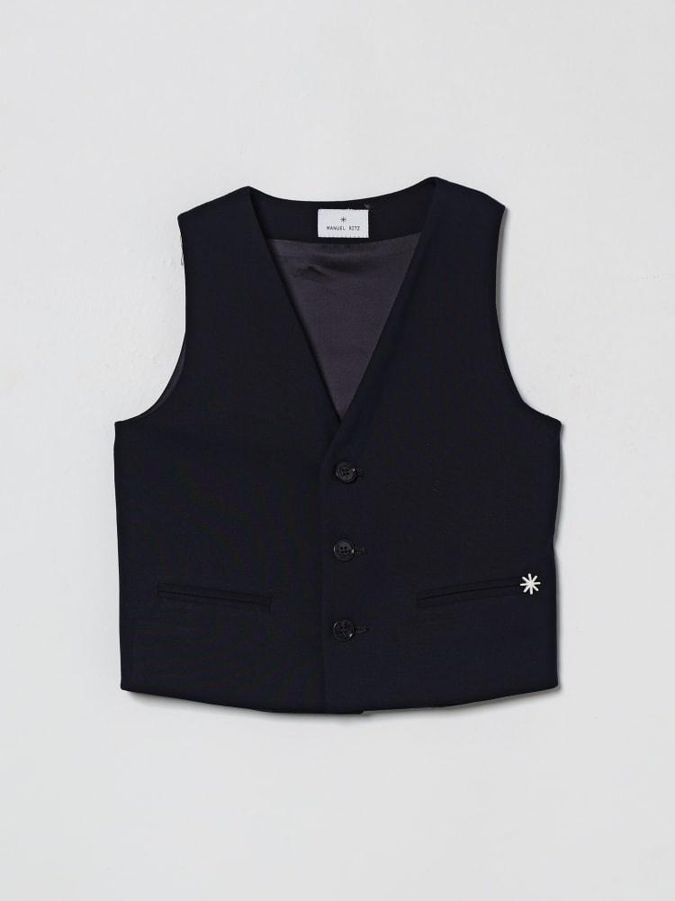 gilet monopetto con logo MR3336 BLU MANUEL RITZ KIDS 