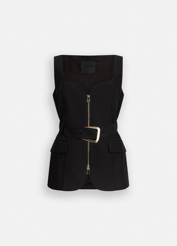 gilet con zip CF5022T2200 22222 LIU JO BLACK 