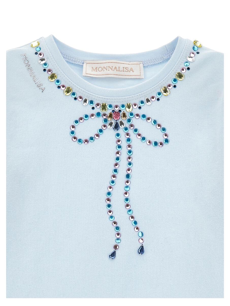 t-shirt con applicazione strass 19F620 6013 0058 MONNALISA 