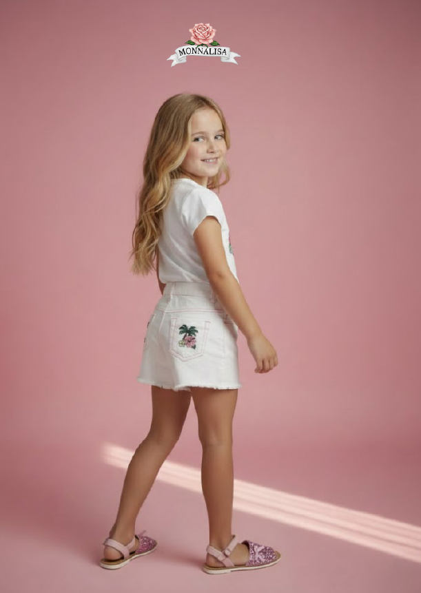 shorts con ricami 19H420 8043 0099 MONNALISA 