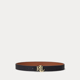 LAUREN RALPH LAUREN cintura reversibile con logo Nero