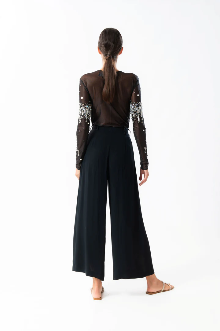 t-shirt body con cristalli LUX2511 BLACK MIRIAM STELLA 