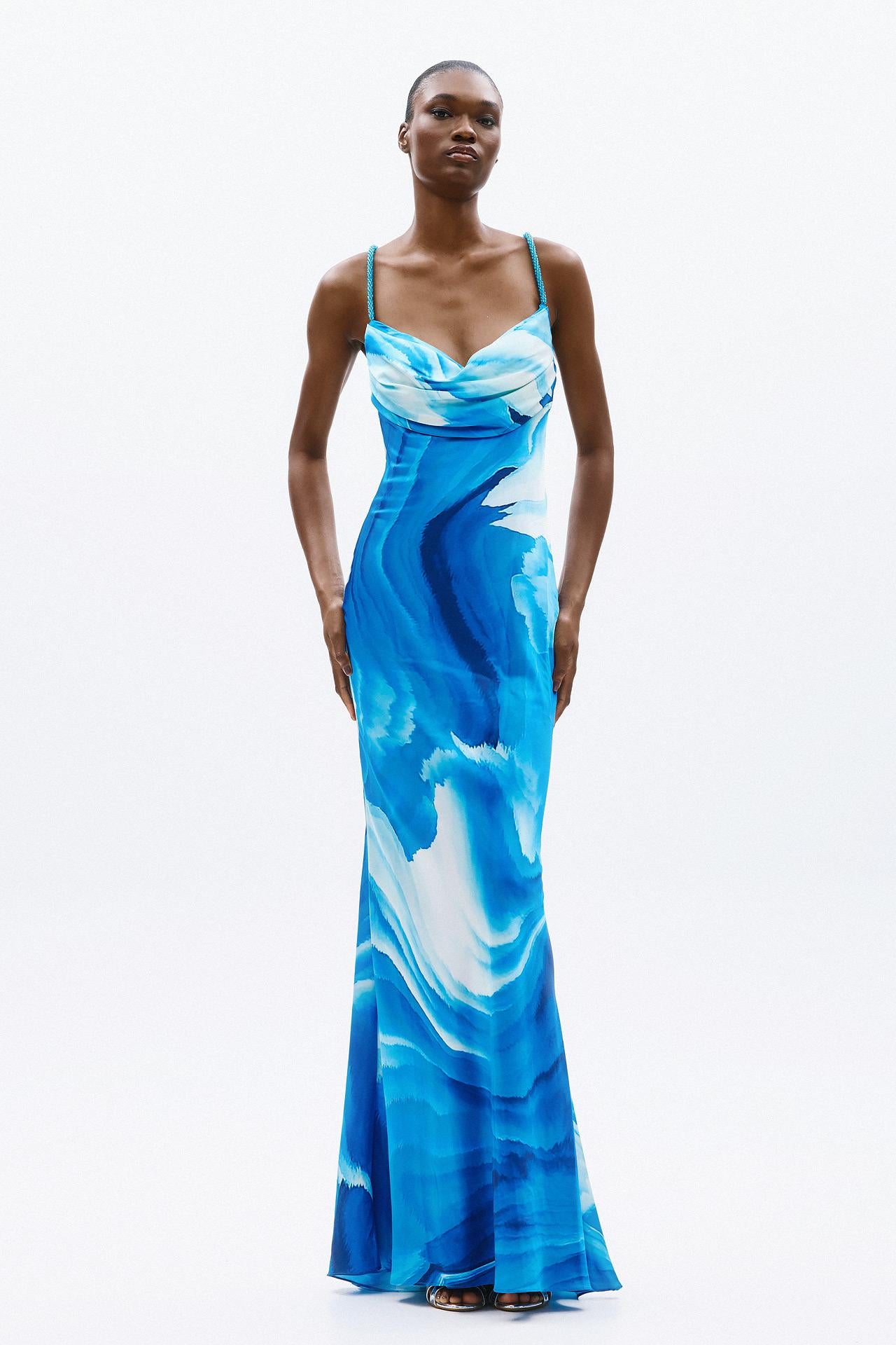 abito elegante blue print A4822 BLUE PRINT ALLURE 