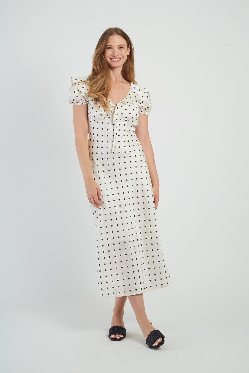 abito con motivo in contrasto P610005 MADISON ECRU DERHY 