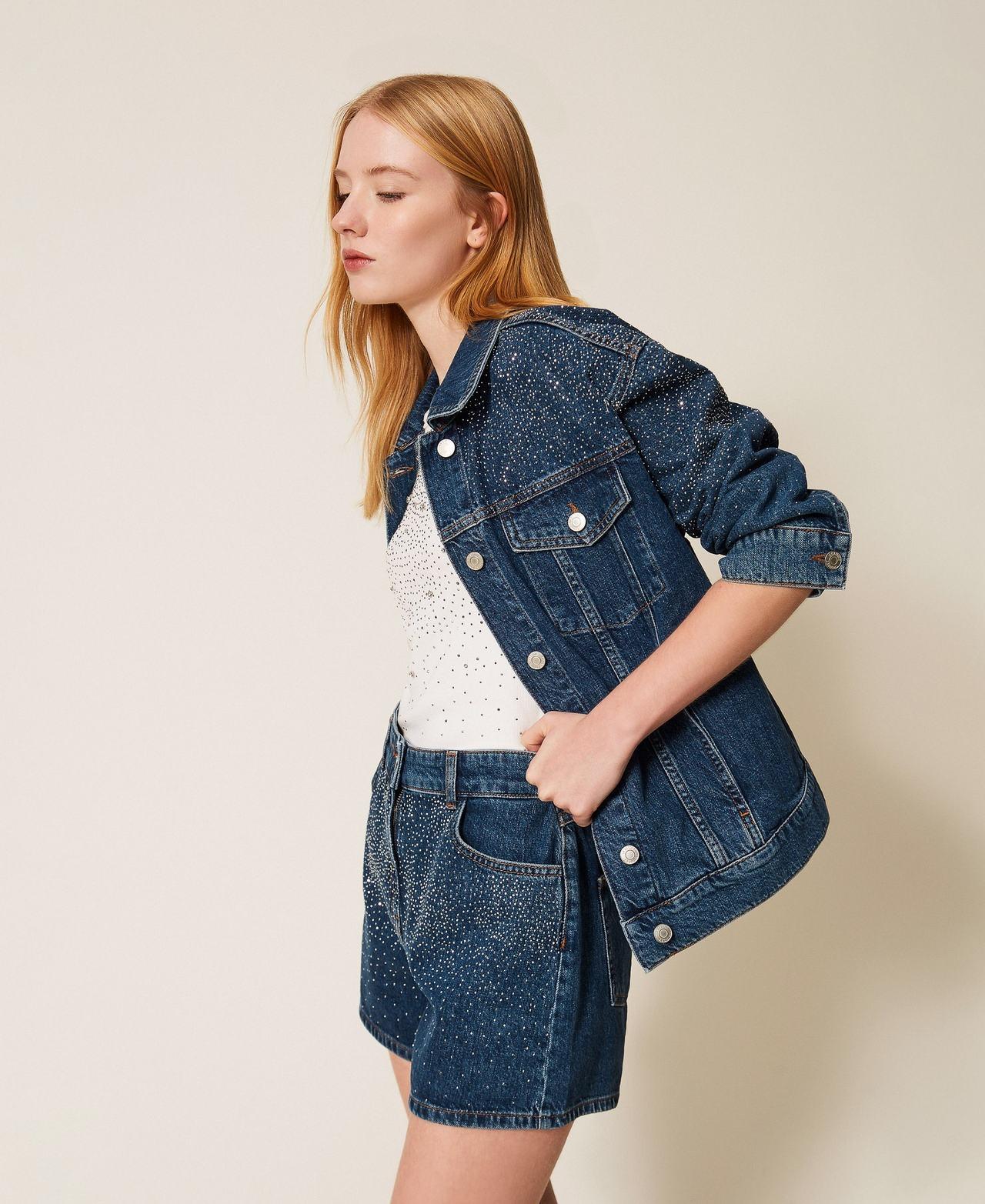 shorts in denim con strass 261AP2341 01104 TWINSET ACTITUDE 
