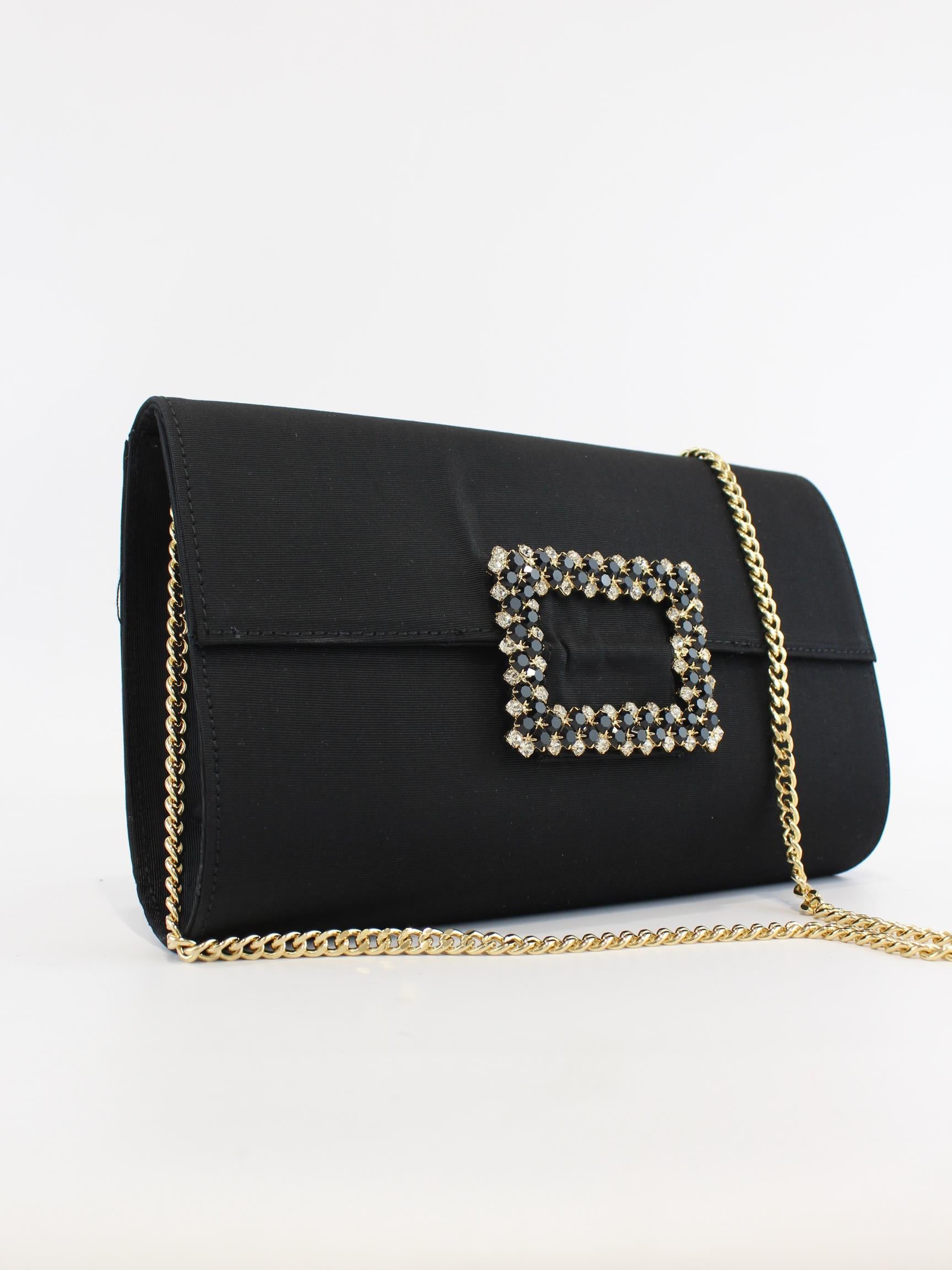 Borsa a spalla in raso con gioiello AR15MAIORI NERO EMANUELA CARUSO CAPRI 