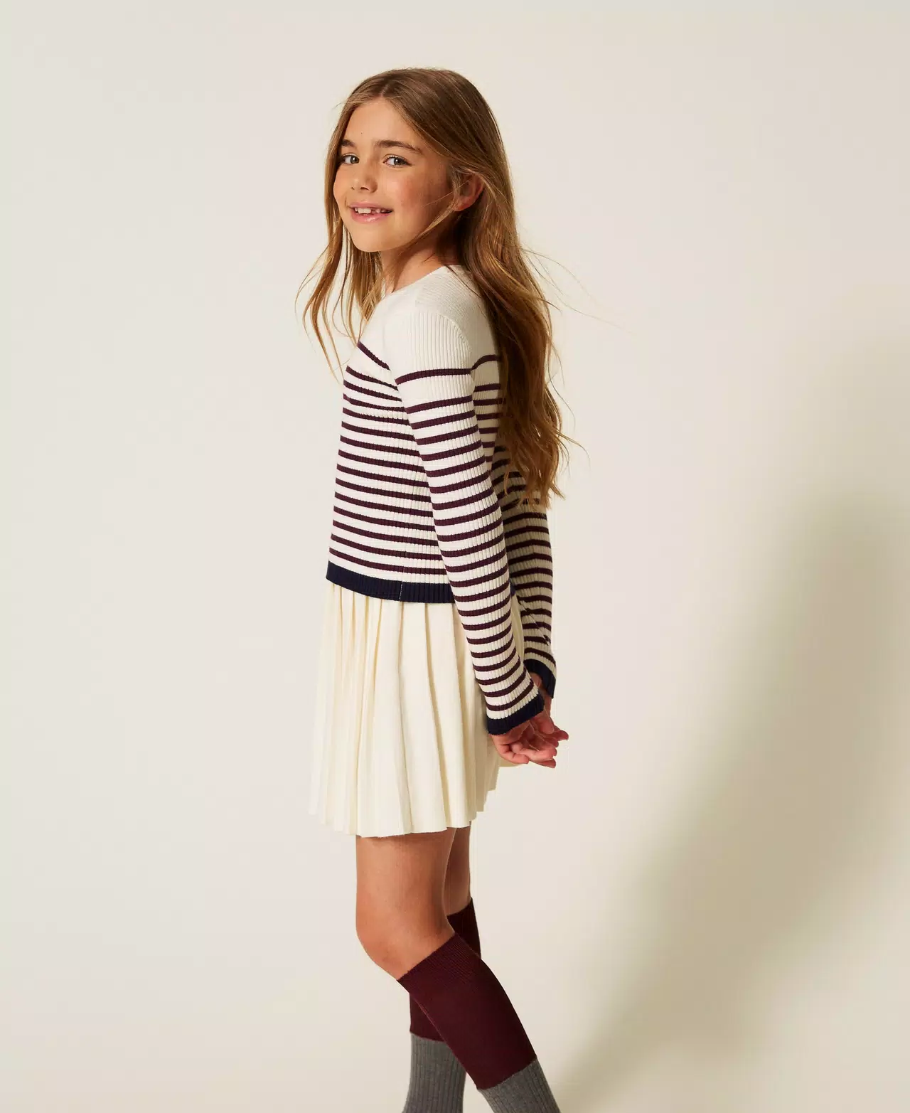 maglia lupetto a righe 252GJ3035 12735 TWINSET GIRL 