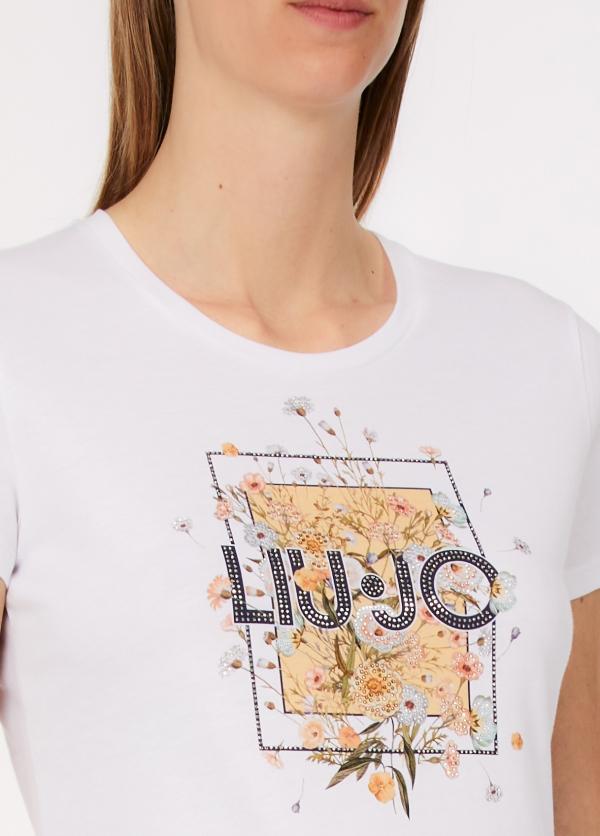 t-shirt con stampa strass WA6493JS923 P9604 LIU JO WHITE 