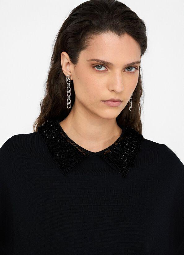 maglia con pailettes CF5038MS55N 22222 LIU JO BLACK 