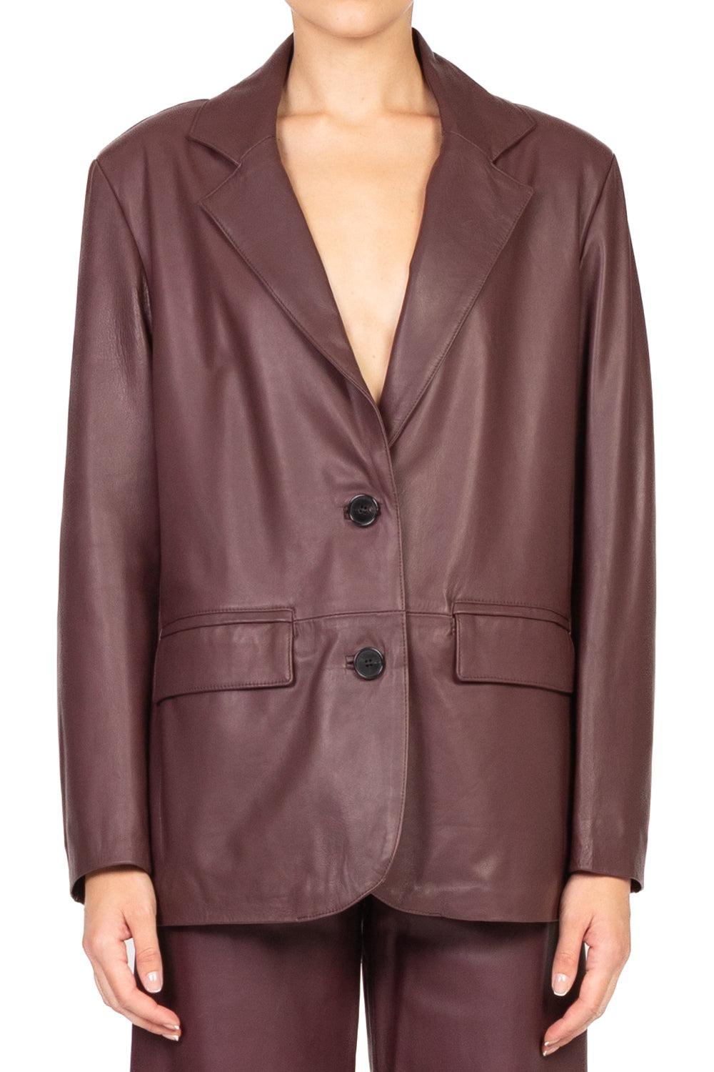 giacca over in pelle TF0271 BORDEAUX VICOLO 