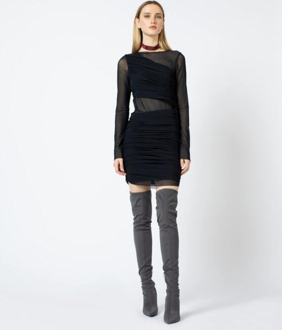 abito con trasparenza in tulle H.V3431.4157 NERO HANITA 