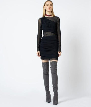 abito con trasparenza in tulle H.V3431.4157 NERO HANITA 