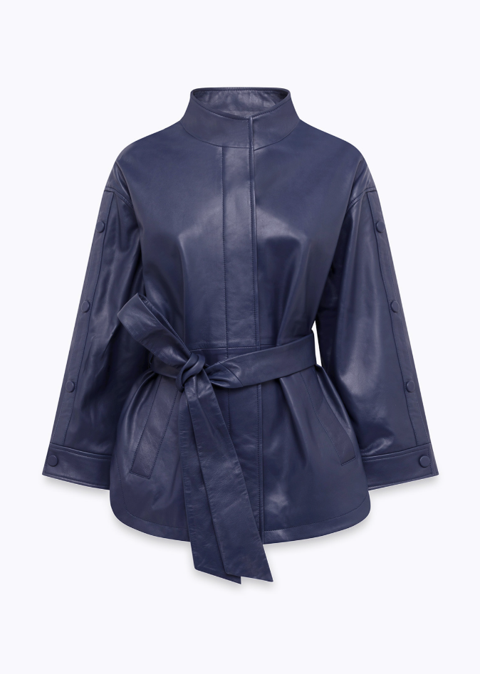 giacca in pelle con cintura RA6027P0356 93713 Blugirl 