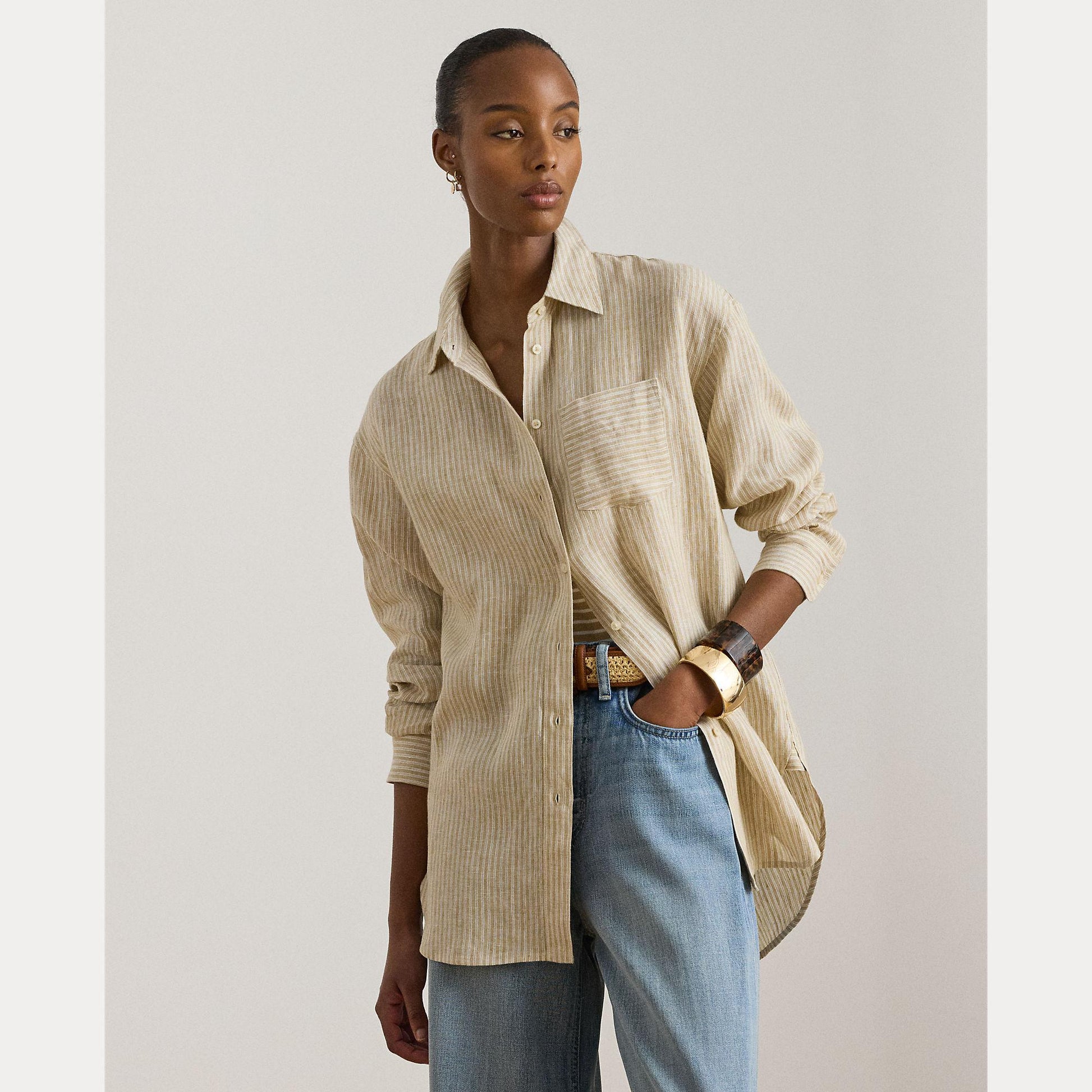 camicia di lino a righe 200-P14000 001 LAUREN RALPH LAUREN 