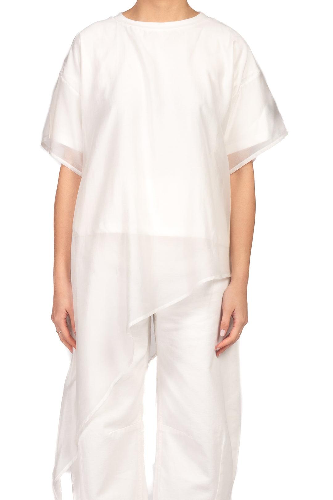 t-shirt asimmetrica UAB0189 BIANCO VICOLO 